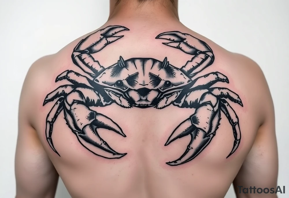 powerful majestic but vicious crab ready to defend or attack proudly showing off that a crab is the sign of a cancer tattoo idea