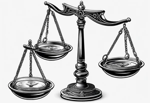 Balance scales from an isometric perspective angle tattoo idea