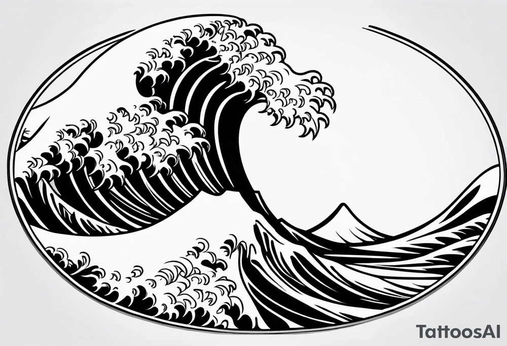 wave in circle tattoo idea