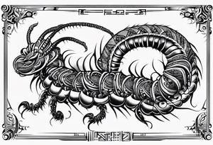 Long many legs tribal centipede tattoo idea