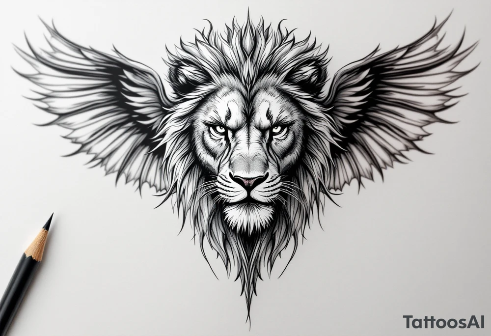 make a lion-serpent mix with wings tattoo idea