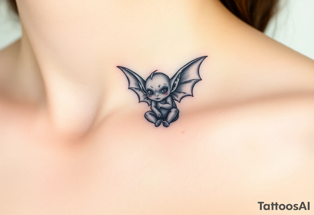 Tiny goblin with wings tattoo idea