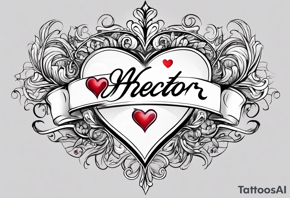 Hector in cursive with a heart tattoo idea