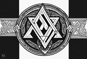 Valhalla shield sword axe Valknut tattoo idea