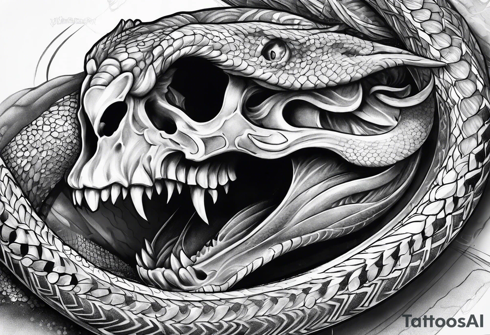 Viper Going Through Skull tattoo idea