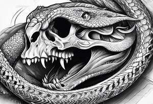 Viper Going Through Skull tattoo idea