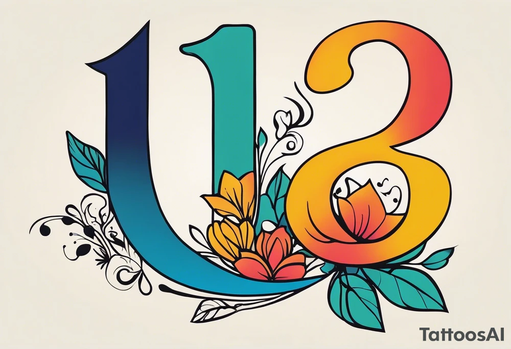 I would like a tattoo - number 13 in a colorful old school style. The tattoo should be approximately 7-8 centimeters in size. It symbolizes the date my daughter was born. Please make it bold and vibrant, with classic old school elements like shading, outlines, and maybe some subtle details that hint at a lucky or meaningful number. tattoo idea