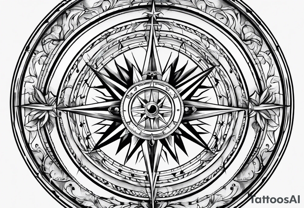 Compass no flowers tattoo idea