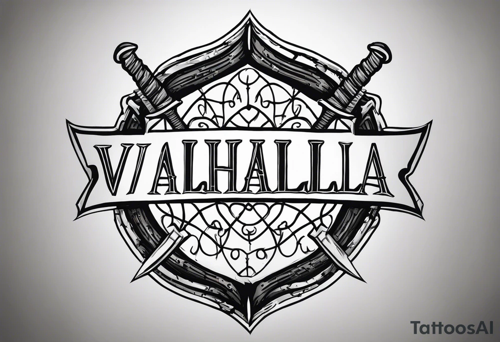 Valhalla sword shield barb wire tattoo idea