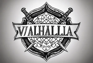 Valhalla sword shield barb wire tattoo idea