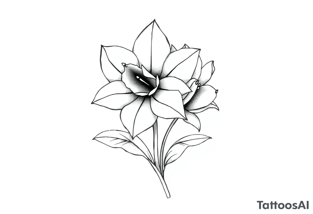 fine line flower that has daffodil, violet and narcisuss tattoo idea