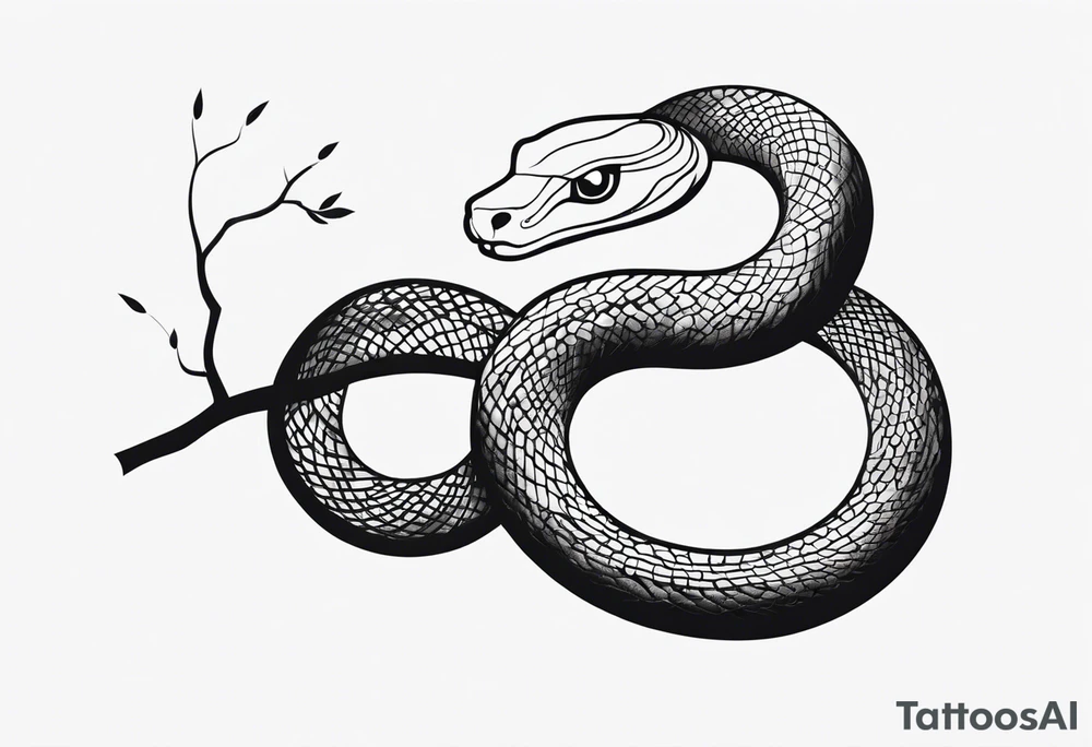 snake coiled around a branch tattoo idea