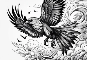 birds and clouds optical illusion tattoo idea