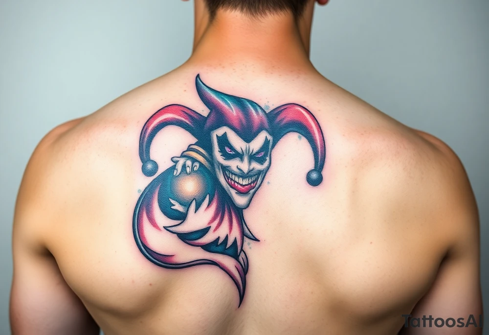 graphic 3d jester design tattoo idea