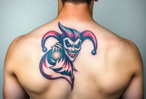 graphic 3d jester design tattoo idea