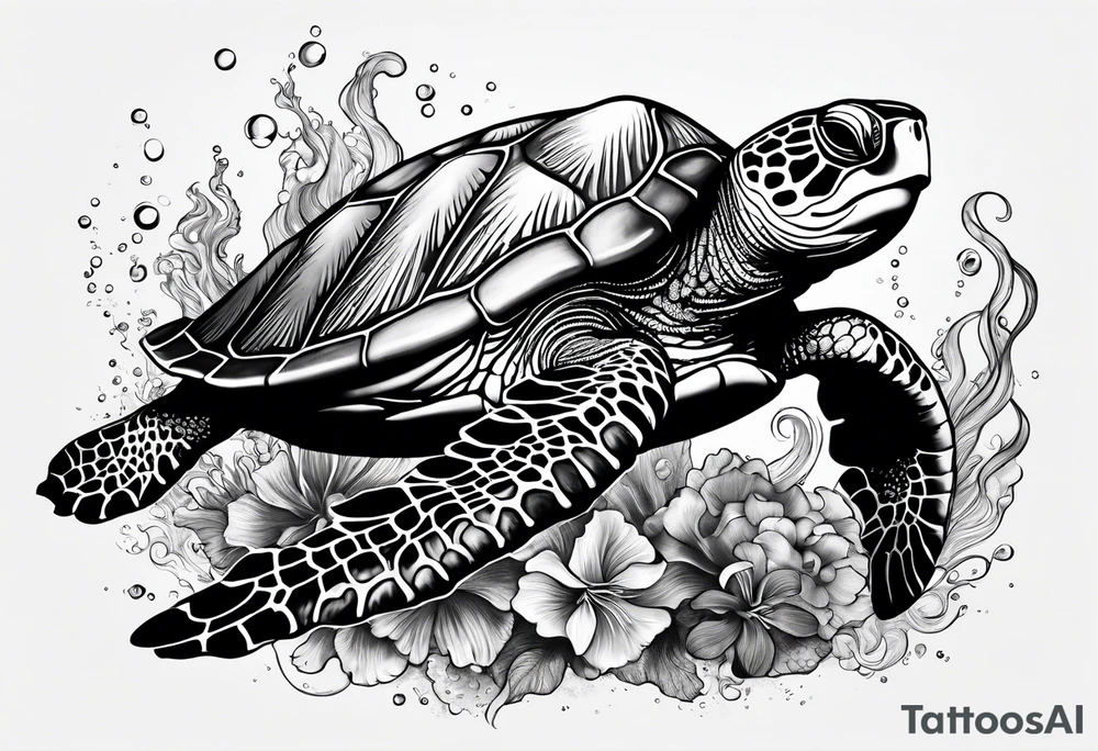 Under water with sea turtle, octopus and fish tattoo idea Under water with sea turtle, octopus and fish tattoo idea