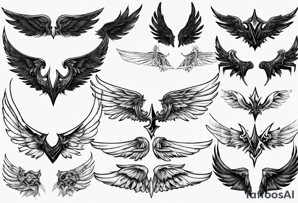 dark mysterious wings tattoo idea