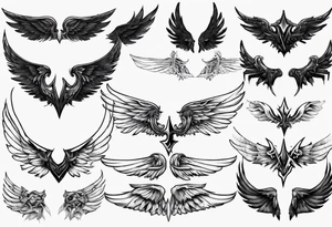 dark mysterious wings tattoo idea