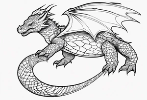 an outline of a dragon wrapping around a turtle tattoo idea