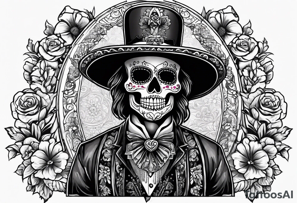 Mexico day of dead  man standing
 skeleton tattoo idea