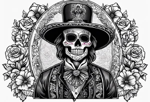 Mexico day of dead  man standing
 skeleton tattoo idea