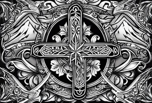 christian 
cross; campfire, golf, campfire, whiskey glass tattoo idea