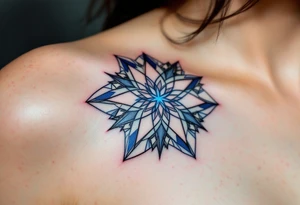 A navy blue eight-pointed star tattoo represents inner depth and personal truth. tattoo idea