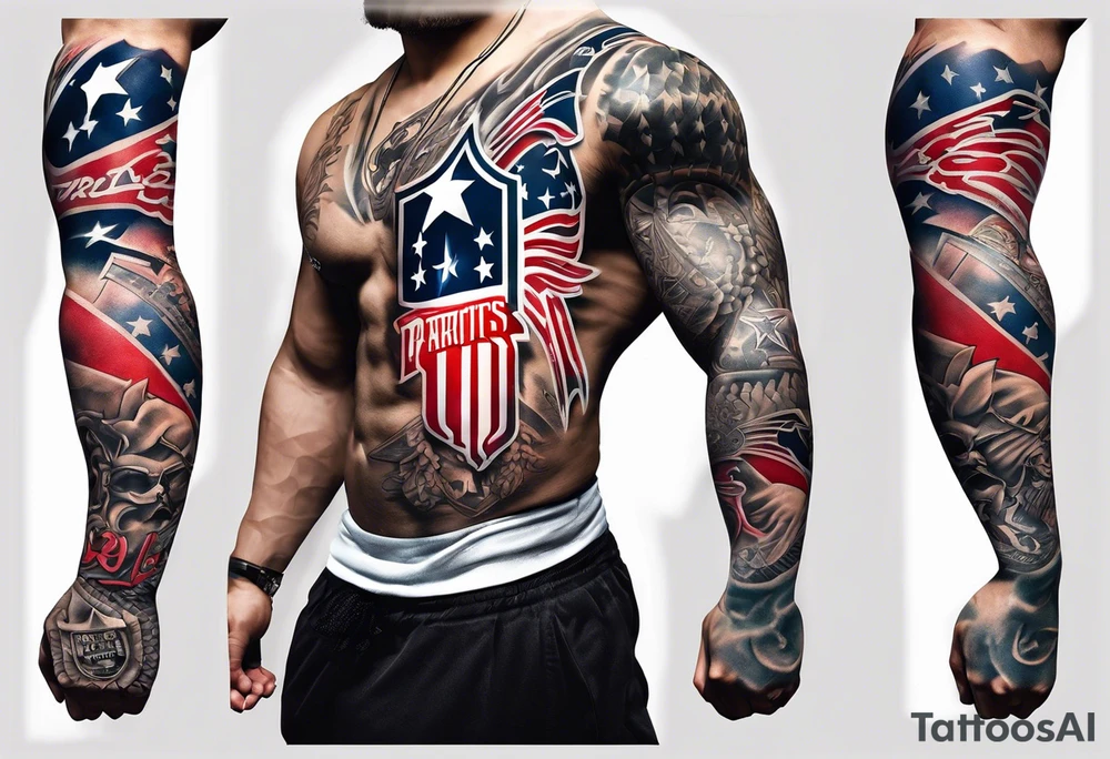 New England patriots Half arm sleeve tattoo idea