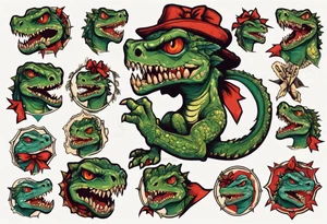 lizardman with bow tattoo idea