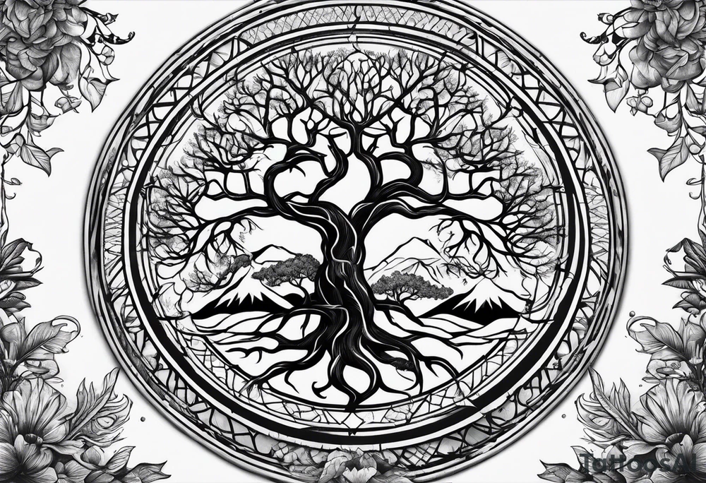 Yggdrasil and Vegvisir tattoo idea