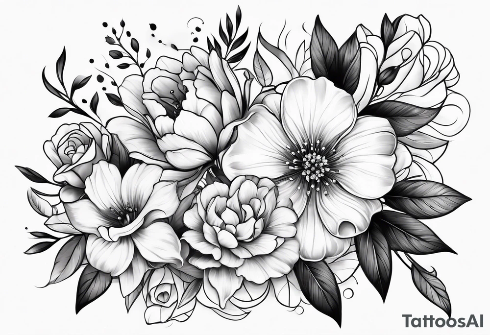 Girl flowers tattoo idea