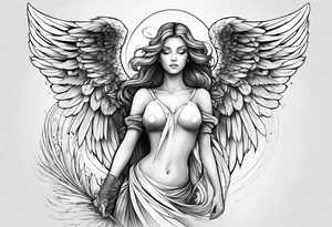 Genera un ángel en primer plano tattoo idea