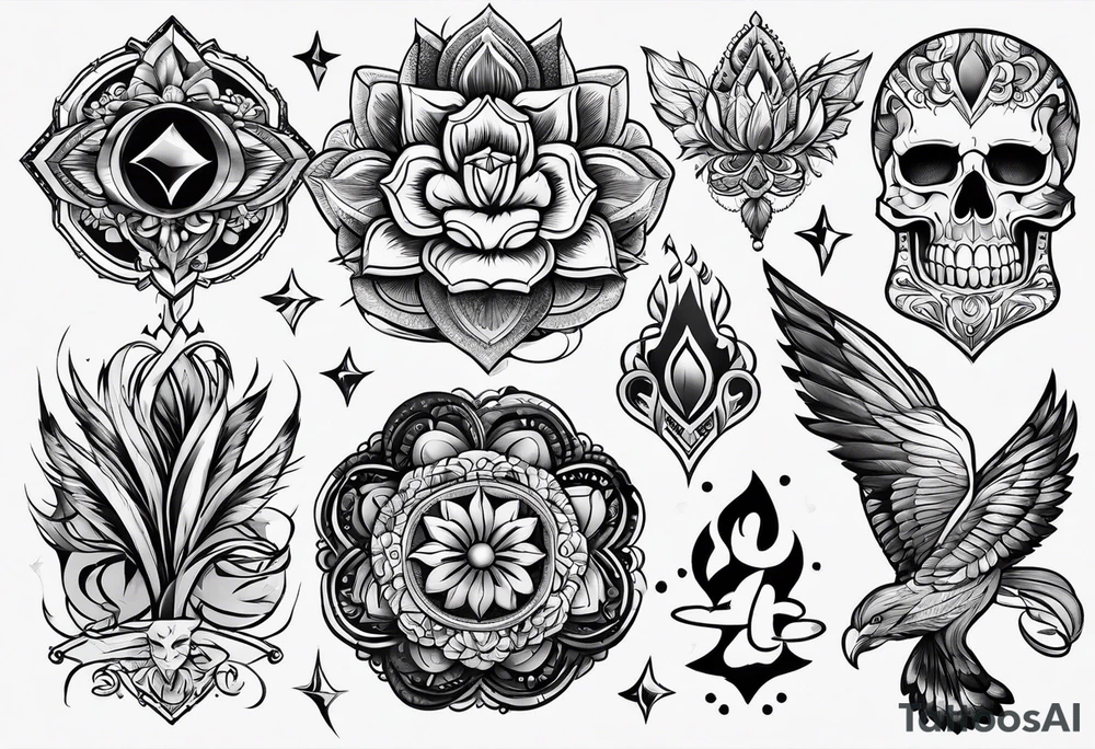 Flash sheet multiple designs tattoo idea