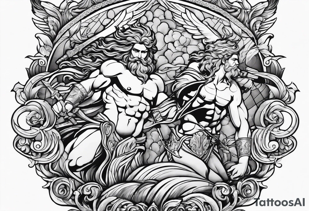 Olympian Hermes and Poseidon tattoo idea