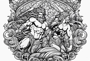 Olympian Hermes and Poseidon tattoo idea