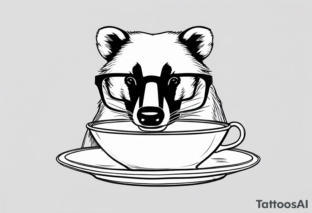 badger with glasses on eating tattoo idea