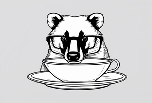 badger with glasses on eating tattoo idea