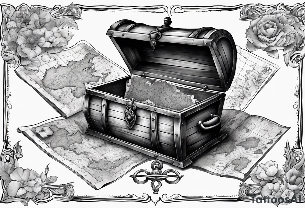 Treasure map for chest tattoo idea