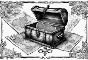 Treasure map for chest tattoo idea