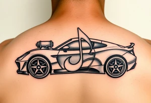Car turbo turned into a music note tattoo idea