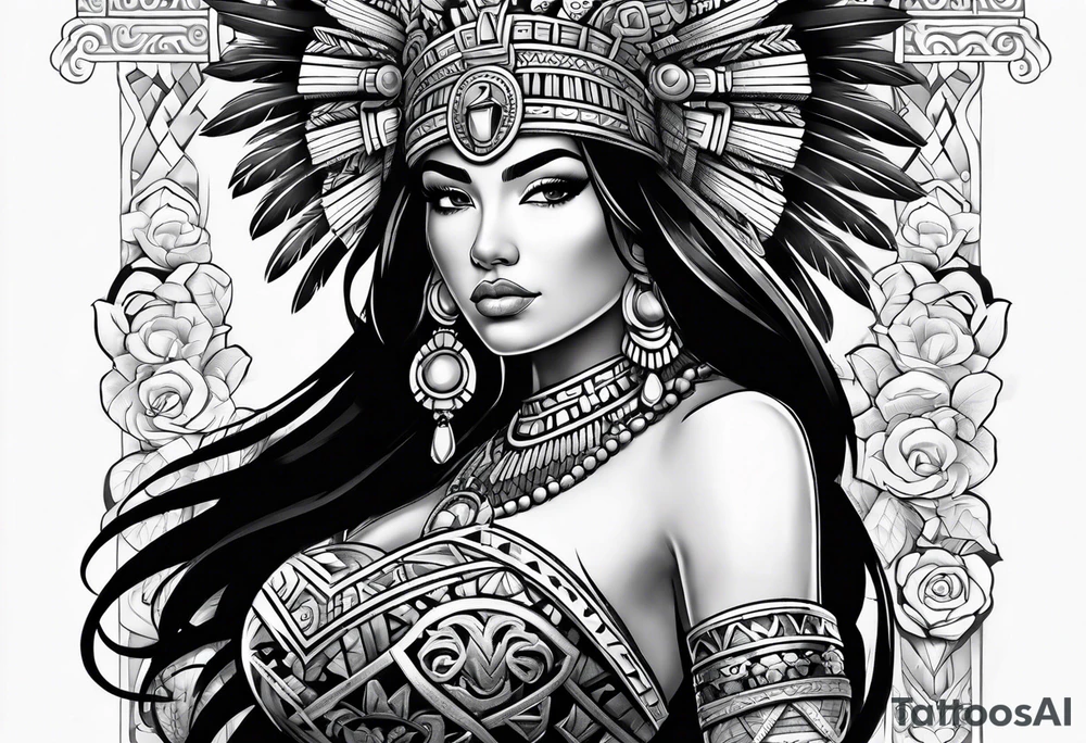 Aztec princess side princess tattoo idea