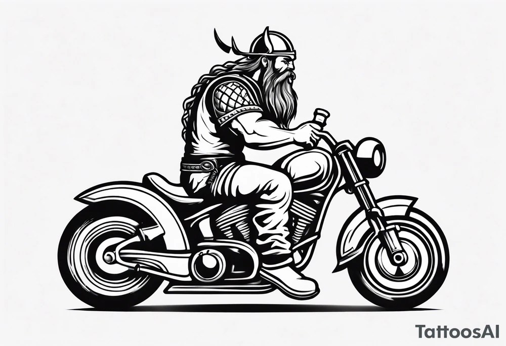 A viking drinking a beer on a motorcycle tattoo idea