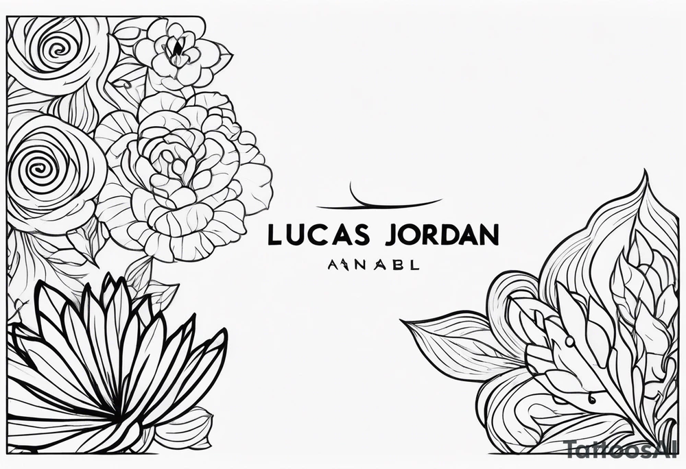 "mini tattoo of the combination of the names, Lucas Jordan Annabel" tattoo idea