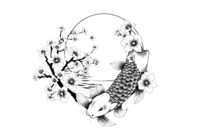 Koi sunset Japan cherry blossoms tattoo idea