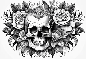 Floral arrangement with a snake and skull tattoo idea