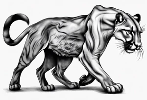 A black vicious pumas walking, but looking to the side tattoo idea