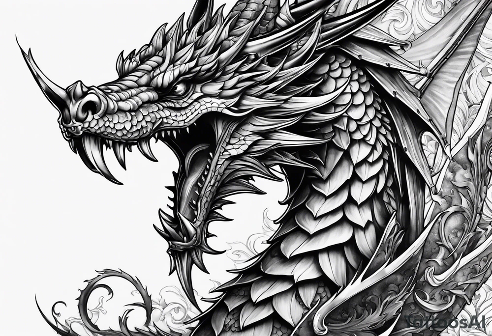Schlängelnder Drache tattoo idea