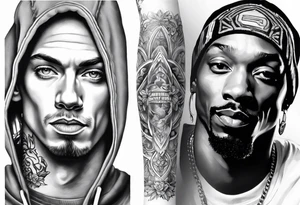 Eminem and snoop dog leg sleeve for female tattoo idea