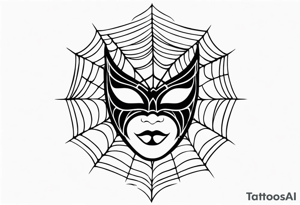 masquerade mask with spider webs tattoo idea