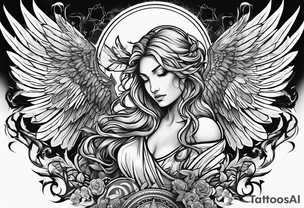 Angelic battle tattoo idea